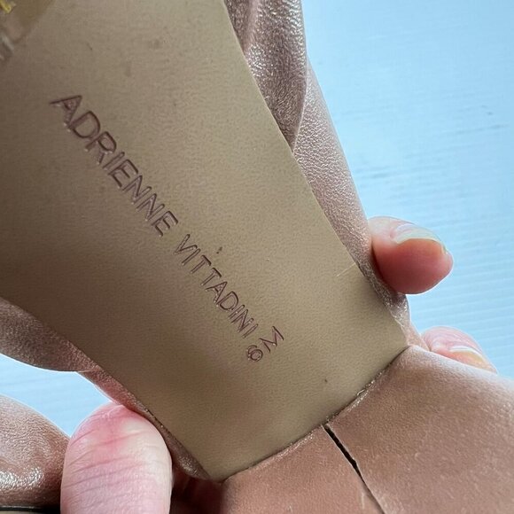 Adrienne Vittadini Genie Rose Gold Crossover Block Heel Slide Sandals Size 6 - Picture 11 of 12